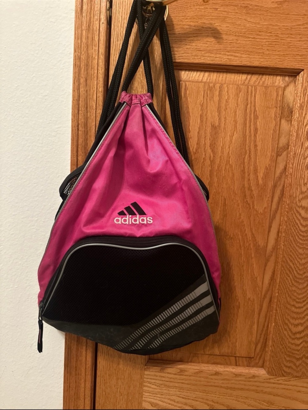 adidas Pink and Black Drawstring Backpack